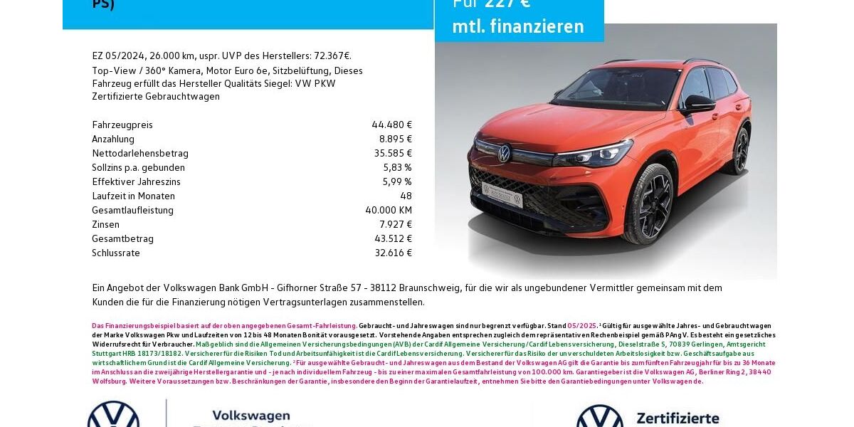 VW Tiguan 26.000 km 44.480 &euro; Bamberg 96052