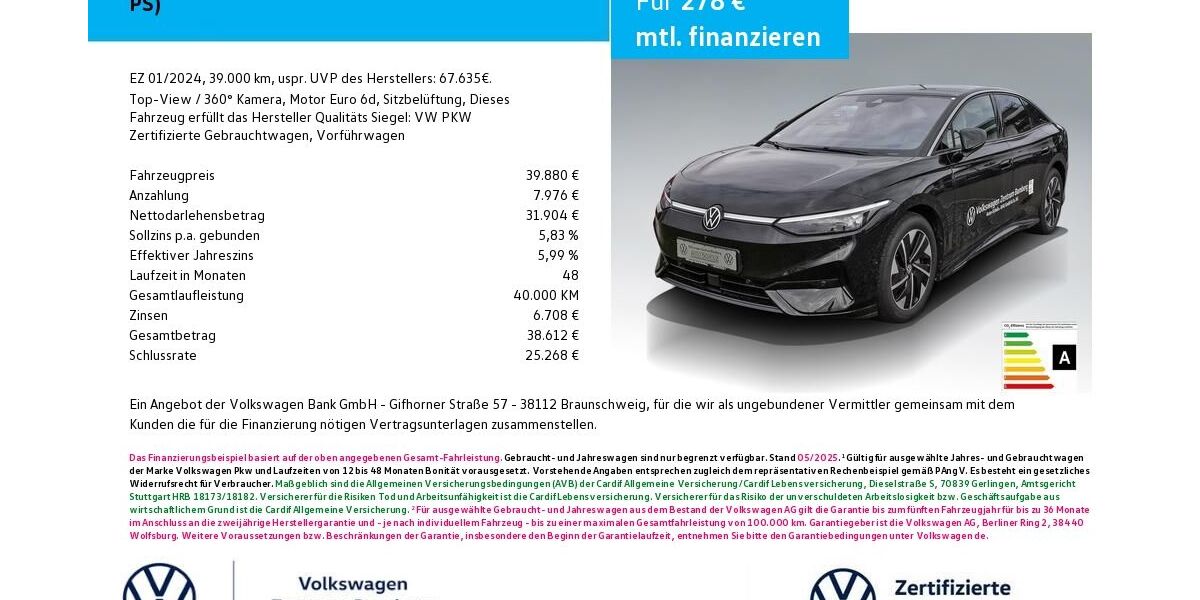 VW ID.7 40.400 km 39.880 &euro; Bamberg 96052