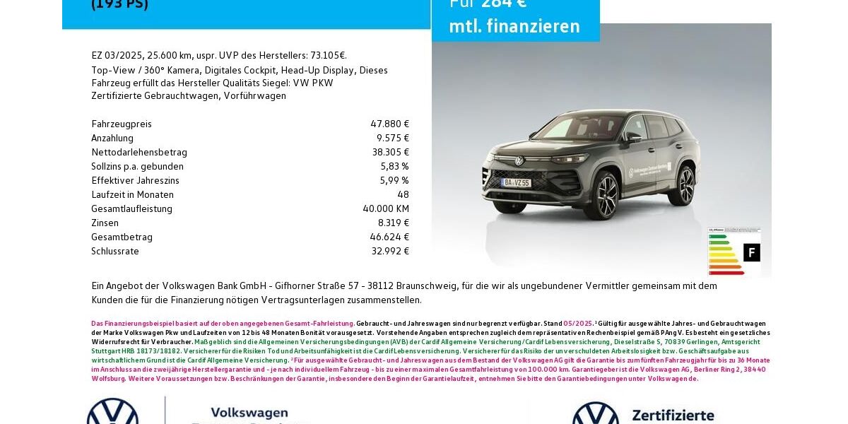 VW Tayron 28.200 km 47.880 &euro; Bamberg 96052