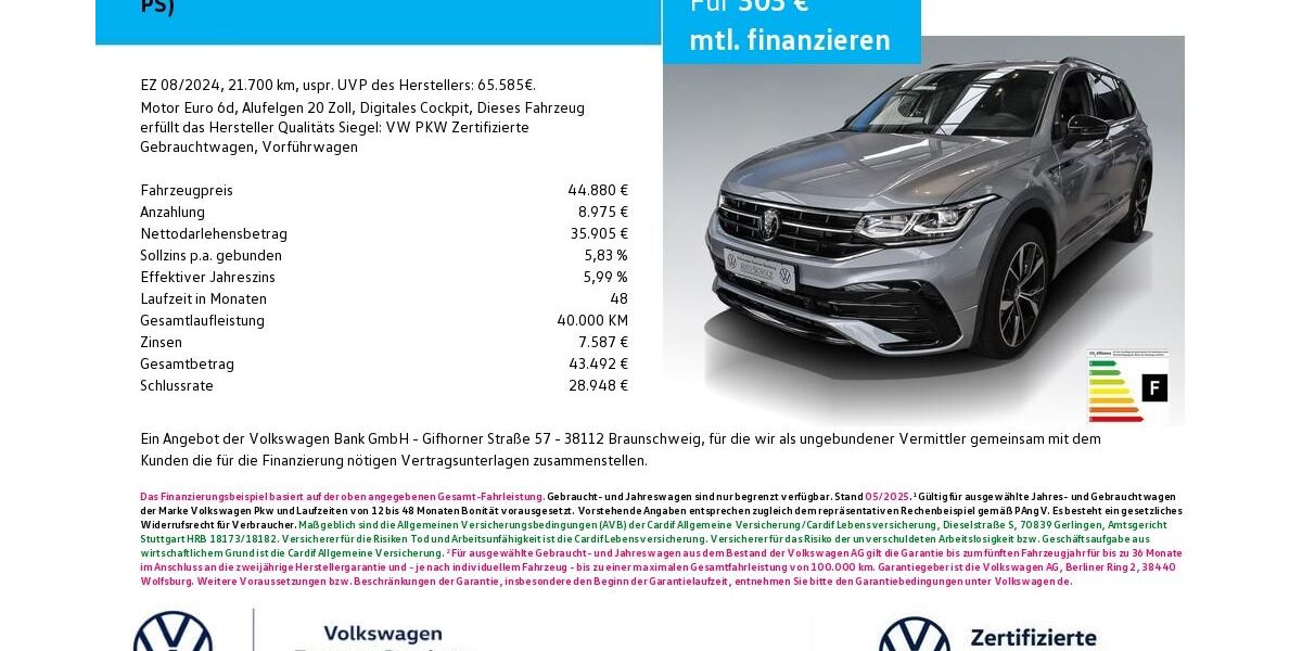VW Tiguan Allspace 22.600 km 44.880 &euro; Bamberg 96052
